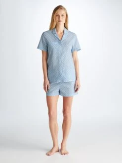 Women's Short Pyjamas Ledbury 72 Cotton Batiste Blue 9 Women's Short Pyjamas Ledbury 72 Cotton Batiste Blue -Derek Rose Shop 2015 LEDB072BLU 11510