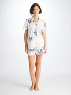 Women's Short Pyjamas Ledbury 76 Cotton Batiste White -Derek Rose Shop 2015 LEDB076WHI 6026