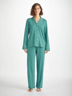 Women's Pyjamas Lara Micro Modal Stretch Teal -Derek Rose Shop 2034 LARA002GRE0203