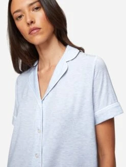 Women's Short Pyjamas Ethan Micro Modal Stretch Blue 13 Women's Short Pyjamas Ethan Micro Modal Stretch Blue -Derek Rose Shop 2036 ETHA001BLU 40330