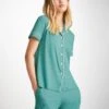 Women's Short Pyjamas Lara Micro Modal Stretch Teal 2 Women's Short Pyjamas Lara Micro Modal Stretch Teal -Derek Rose Shop 2036 LARA002GRE 1754