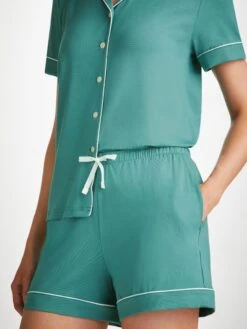 Women's Short Pyjamas Lara Micro Modal Stretch Teal 11 Women's Short Pyjamas Lara Micro Modal Stretch Teal -Derek Rose Shop 2036 LARA002GRE 1778