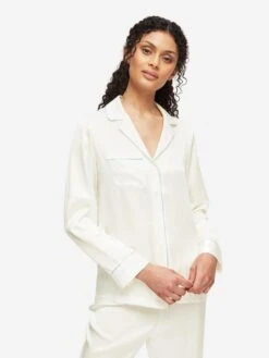 Women's Pyjamas Bailey Silk Satin Ivory 13 Women's Pyjamas Bailey Silk Satin Ivory -Derek Rose Shop 2050 BAIL001IVO 7245