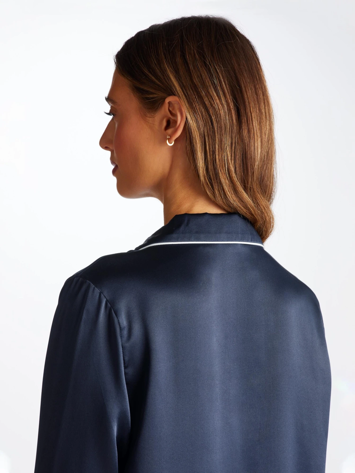 Women's Pyjamas Bailey Silk Satin Navy 9 Women's Pyjamas Bailey Silk Satin Navy - Image 7