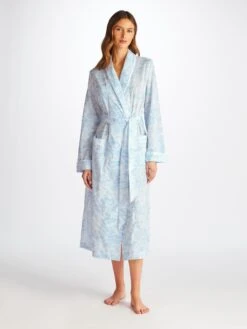 Women's Long Dressing Gown Ledbury 77 Cotton Batiste White -Derek Rose Shop 2750 LEDB077WHI 1006
