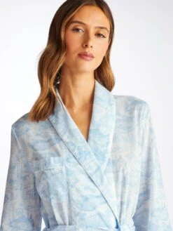Women's Long Dressing Gown Ledbury 77 Cotton Batiste White -Derek Rose Shop 2750 LEDB077WHI 1062