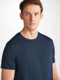 Men's T-Shirt Basel Micro Modal Stretch Navy -Derek Rose Shop 3048 BASE001NAV 30912