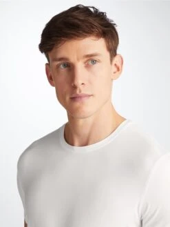 Men's T-Shirt Basel Micro Modal Stretch White -Derek Rose Shop 3048 BASE001WHI 34580