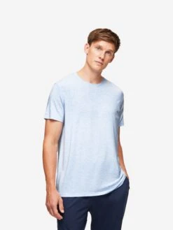 Men's T-Shirt Ethan Micro Modal Stretch Blue 11 Men's T-Shirt Ethan Micro Modal Stretch Blue -Derek Rose Shop 3048 ETHA001BLU 2281