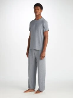 Men's T-Shirt Marlowe Micro Modal Stretch Charcoal -Derek Rose Shop 3048 MARL001CHA 1847