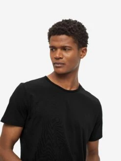 Men's T-Shirt Riley Pima Cotton Black -Derek Rose Shop 3052 RILE001BLA 2082
