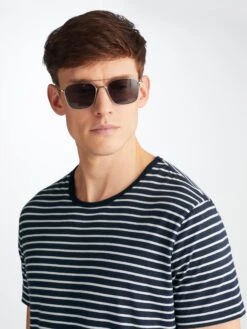 Men's T-Shirt Ryder Pima Cotton Navy -Derek Rose Shop 3052 RYDE001NAV 39777