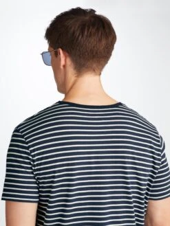 Men's T-Shirt Ryder Pima Cotton Navy -Derek Rose Shop 3052 RYDE001NAV 39793