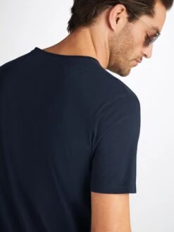 Men's V-Neck T-Shirt Riley Pima Cotton Navy -Derek Rose Shop 3053 RILE001NAV 2526
