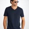 Men's V-Neck T-Shirt Riley Pima Cotton Navy 2 Men's V-Neck T-Shirt Riley Pima Cotton Navy -Derek Rose Shop 3053 RILE001NAV 2583