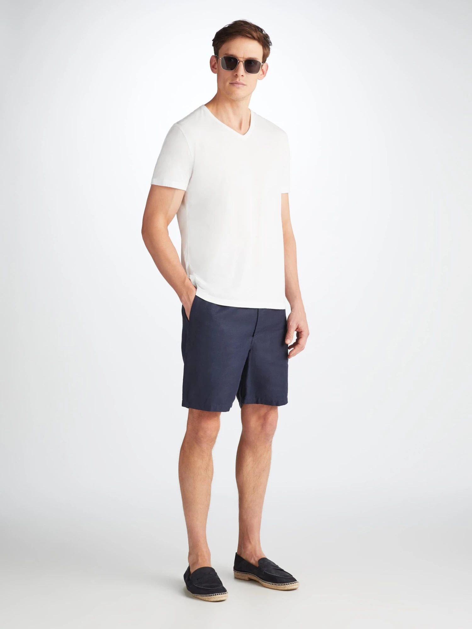 Men's V-Neck T-Shirt Riley Pima Cotton White 4 Men's V-Neck T-Shirt Riley Pima Cotton White - Image 2