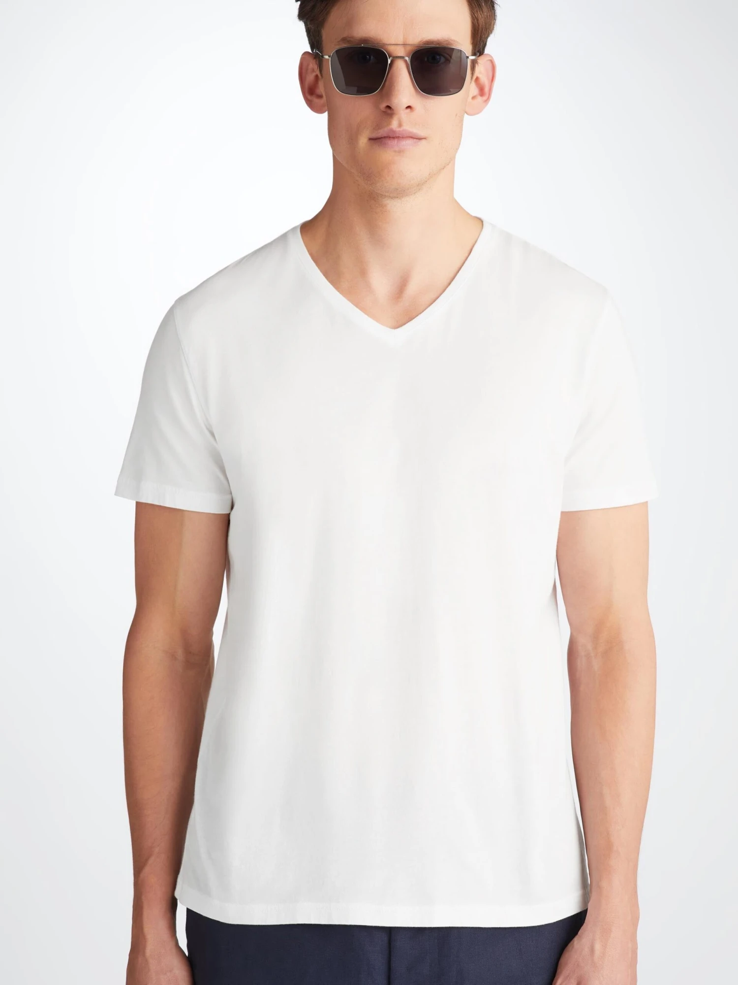 Men's V-Neck T-Shirt Riley Pima Cotton White 9 Men's V-Neck T-Shirt Riley Pima Cotton White - Image 7