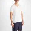 Men's V-Neck T-Shirt Riley Pima Cotton White -Derek Rose Shop 3053 RILE001WHI 31284