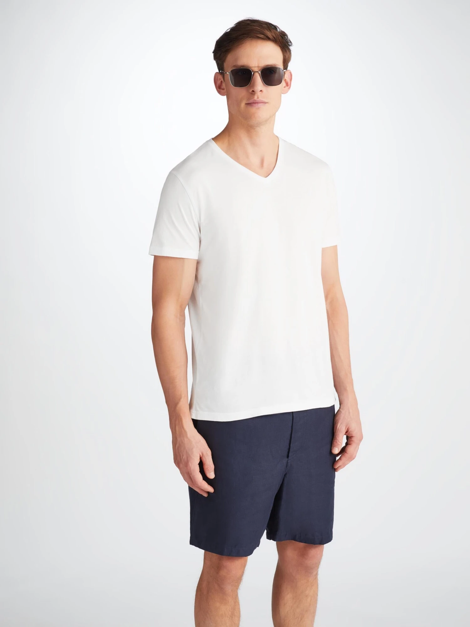 Men's V-Neck T-Shirt Riley Pima Cotton White 3 Men's V-Neck T-Shirt Riley Pima Cotton White