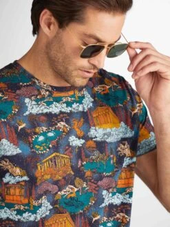 Men's T-Shirt Robin 15 Pima Cotton Multi -Derek Rose Shop 3054 ROBI015MUL 2264
