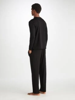 Men's Long Sleeve T-Shirt Basel Micro Modal Stretch Black -Derek Rose Shop 3083 BASE001BLA 2402