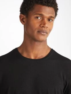 Men's Long Sleeve T-Shirt Basel Micro Modal Stretch Black -Derek Rose Shop 3083 BASE001BLA 2425