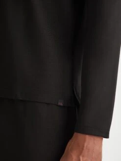 Men's Long Sleeve T-Shirt Basel Micro Modal Stretch Black -Derek Rose Shop 3083 BASE001BLA 2475
