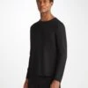 Men's Long Sleeve T-Shirt Basel Micro Modal Stretch Black -Derek Rose Shop 3083 BASE001BLA 2506