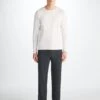 Men's Long Sleeve T-Shirt Basel Micro Modal Stretch White -Derek Rose Shop 3083 BASE001WHI 39166