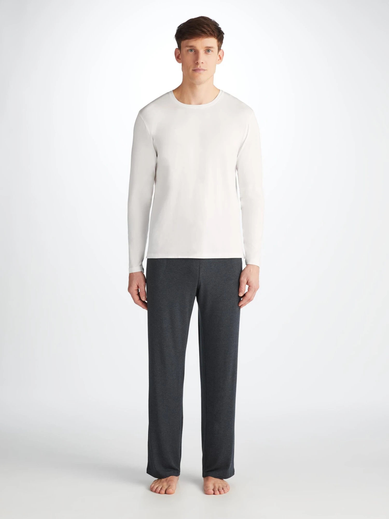 Men's Long Sleeve T-Shirt Basel Micro Modal Stretch White 3 Men's Long Sleeve T-Shirt Basel Micro Modal Stretch White