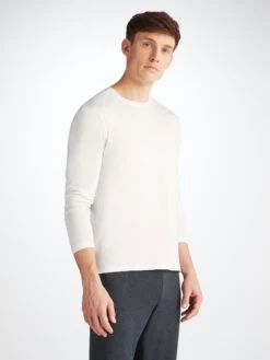 Men's Long Sleeve T-Shirt Basel Micro Modal Stretch White 11 Men's Long Sleeve T-Shirt Basel Micro Modal Stretch White -Derek Rose Shop 3083 BASE001WHI 39266