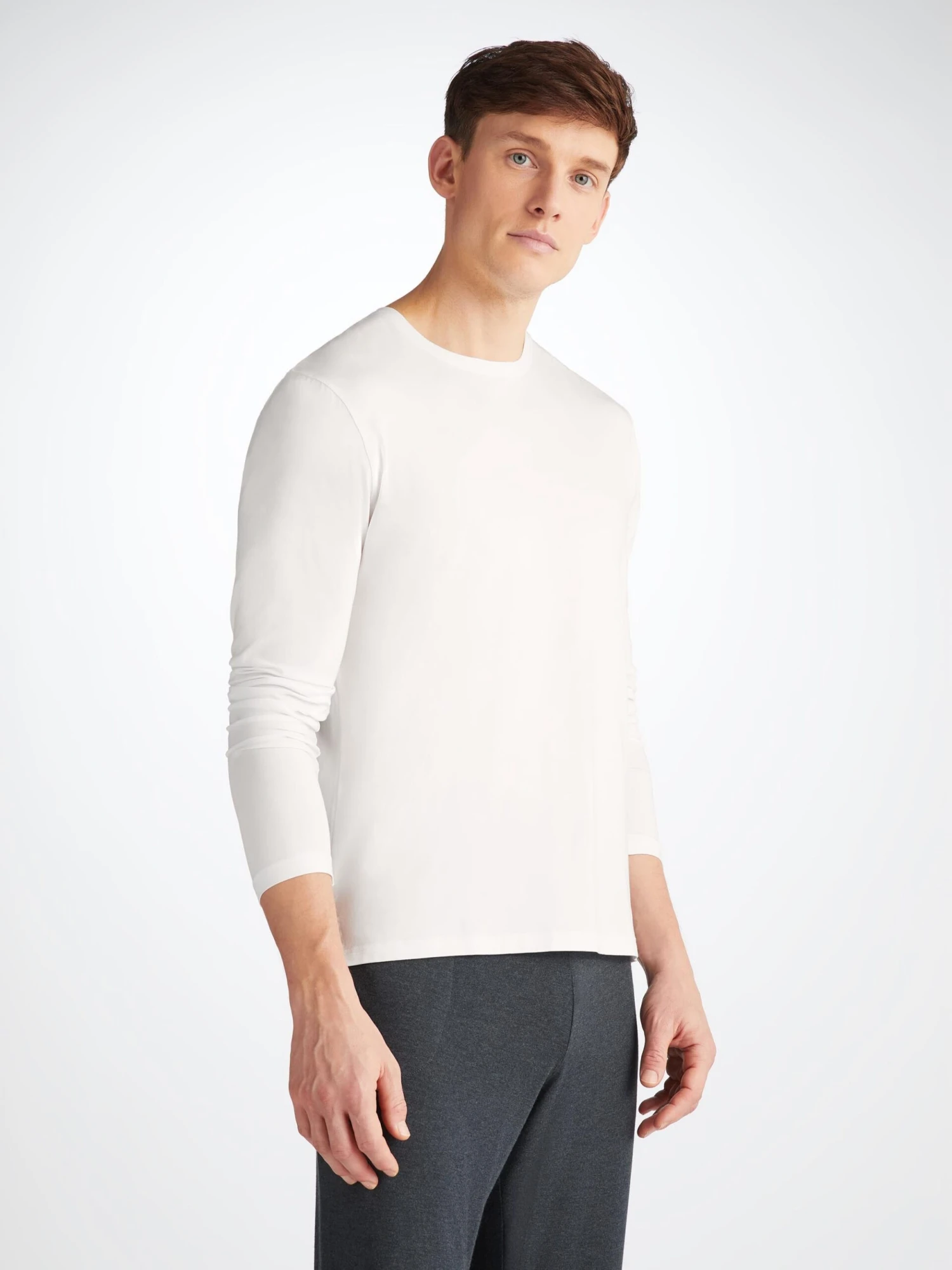Men's Long Sleeve T-Shirt Basel Micro Modal Stretch White 5 Men's Long Sleeve T-Shirt Basel Micro Modal Stretch White - Image 3