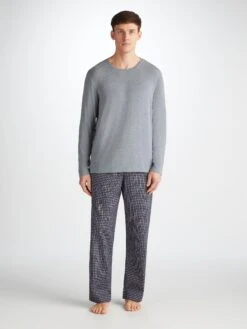 Men's Long Sleeve T-Shirt Marlowe Micro Modal Stretch Charcoal -Derek Rose Shop 3083 MARL001CHA 37942