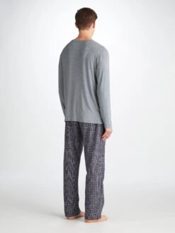 Men's Long Sleeve T-Shirt Marlowe Micro Modal Stretch Charcoal -Derek Rose Shop 3083 MARL001CHA 38014