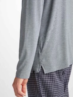 Men's Long Sleeve T-Shirt Marlowe Micro Modal Stretch Charcoal -Derek Rose Shop 3083 MARL001CHA 38059