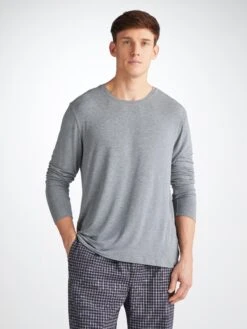 Men's Long Sleeve T-Shirt Marlowe Micro Modal Stretch Charcoal