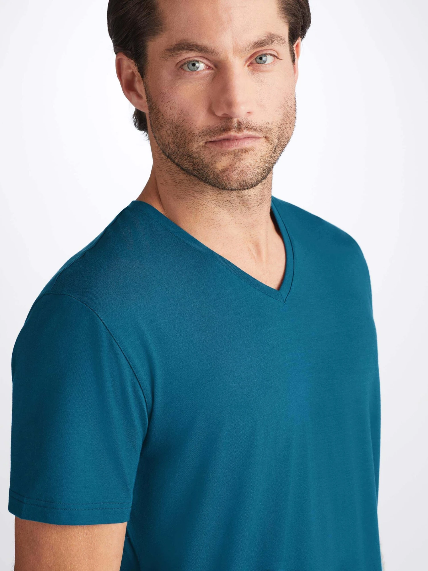 Men's V-Neck T-Shirt Basel Micro Modal Stretch Poseidon Blue 7 Men's V-Neck T-Shirt Basel Micro Modal Stretch Poseidon Blue - Image 5