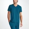 Men's V-Neck T-Shirt Basel Micro Modal Stretch Poseidon Blue -Derek Rose Shop 3084 BASE017BLU 27857