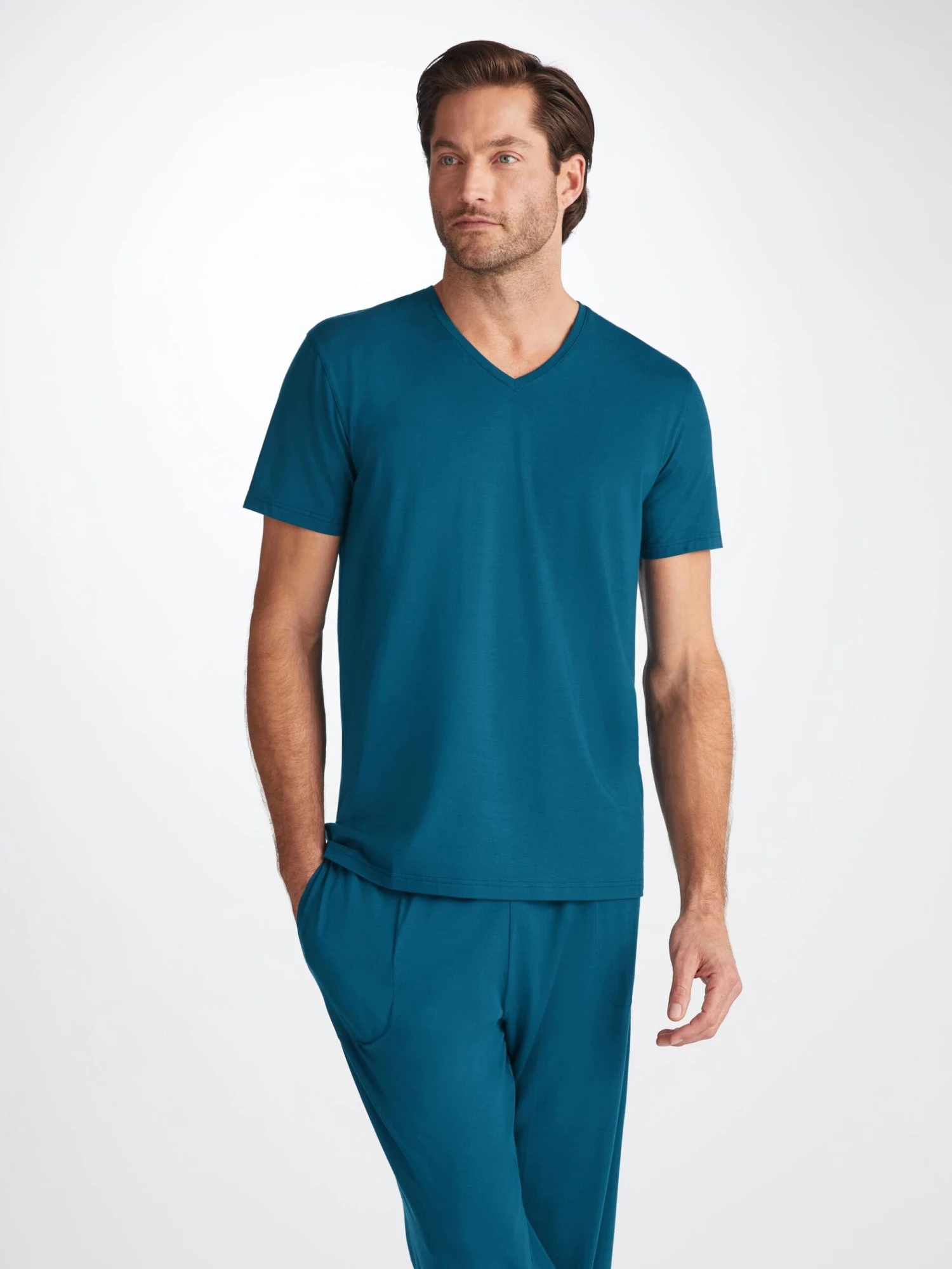 Men's V-Neck T-Shirt Basel Micro Modal Stretch Poseidon Blue 3 Men's V-Neck T-Shirt Basel Micro Modal Stretch Poseidon Blue