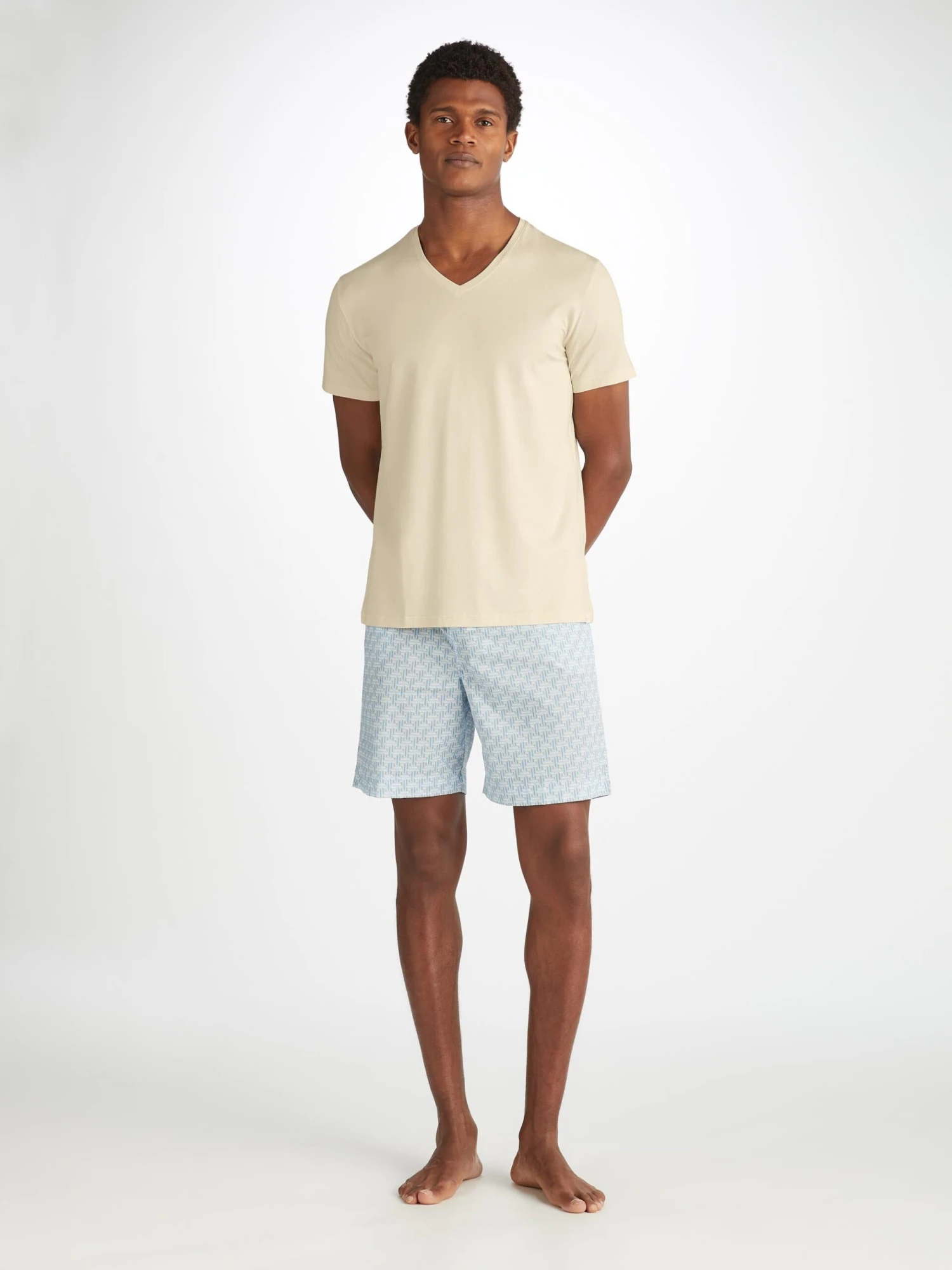 Men's V-Neck T-Shirt Basel Micro Modal Stretch Ecru 5 Men's V-Neck T-Shirt Basel Micro Modal Stretch Ecru - Image 3