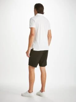 Men's Polo Shirt Ramsay Pique Cotton Tencel White -Derek Rose Shop 3155 RAMS001WHI back