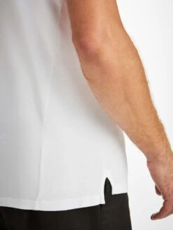 Men's Polo Shirt Ramsay Pique Cotton Tencel White -Derek Rose Shop 3155 RAMS001WHI hem