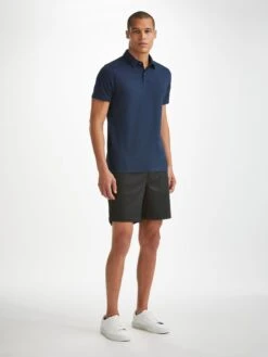 Men's Polo Shirt Ramsay 2 Pique Cotton Tencel Navy -Derek Rose Shop 3155 RAMS002NAV front