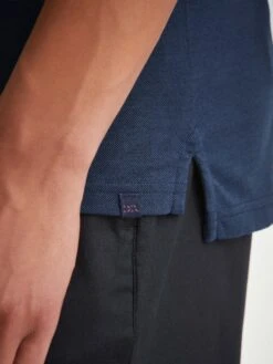 Men's Polo Shirt Ramsay 2 Pique Cotton Tencel Navy -Derek Rose Shop 3155 RAMS002NAV hem