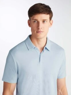 Men's Polo Shirt Ramsay 2 Pique Cotton Tencel Sky 13 Men's Polo Shirt Ramsay 2 Pique Cotton Tencel Sky -Derek Rose Shop 3155 RAMS002SKY 35266