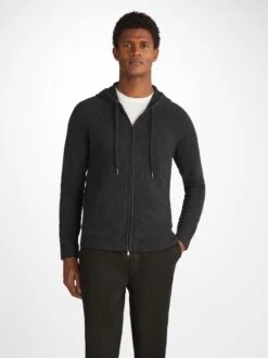 Men's Hoodie Finley Cashmere Charcoal -Derek Rose Shop 3158 FINL010CHA 3906