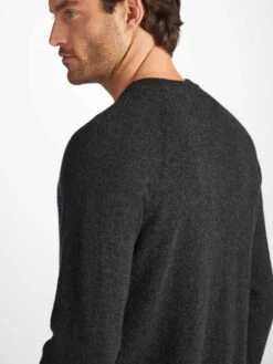 Men's Sweater Finley Cashmere Charcoal -Derek Rose Shop 3159 FINL010CHA 3782