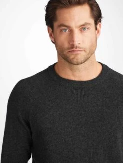 Men's Sweater Finley Cashmere Charcoal -Derek Rose Shop 3159 FINL010CHA 3802