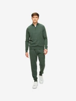 Men's Half-Zip Sweater Finley Cashmere Green -Derek Rose Shop 3160 FINL001GRE 0259