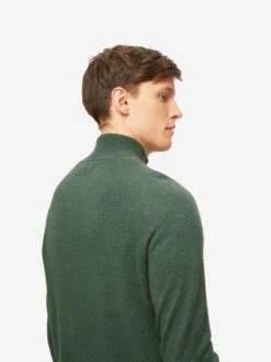 Men's Half-Zip Sweater Finley Cashmere Green -Derek Rose Shop 3160 FINL001GRE 0326
